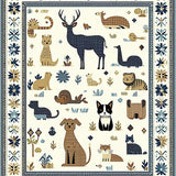 Ultra Soft Area Rug, Non Slip, Stain Resistant, Washable Area Rugs for Living Room, Bedroom, Elegant Pastel Wildlife Theme(White)