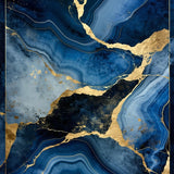 Ultra Soft Area Rug, Non Slip, Stain Resistant, Washable Area Rugs for Living Room, Bedroom, Luxurious Gold Abstract Waves(Blue)