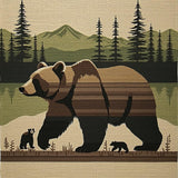 Ultra Soft Area Rug, Non Slip, Stain Resistant, Washable Area Rugs for Living Room, Bedroom, Rustic Earthy Bear Scene(Brown)