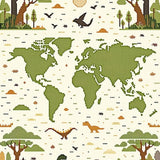 Light Beige Educational with Prehistoric Dinosaur Art and Earth Map Graphics(Green)