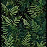 Black Woodland Washable Floral Rug Forest Fern Botanical Area Carpet(Green)