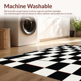 Ultra Soft Area Rug, Non Slip, Stain Resistant, Washable Area Rugs for Living Room, Bedroom, Elegant Modern Grid Aesthetic(Black)
