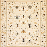 Ultra Soft Area Rug, Non Slip, Stain Resistant, Washable Area Rugs for Living Room, Bedroom, Artistic Insect Botanical Composition(Beige)