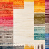 Ultra Soft Area Rug, Non Slip, Stain Resistant, Washable Area Rugs for Living Room, Bedroom, Boho Chic Area with Colorful Rainbow Geometric Shapes for Versatile Style(Orange)