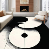 Ultra Soft Area Rug, Non Slip, Stain Resistant, Washable Area Rugs for Living Room, Bedroom, Contemporary Circular Abstract Design(Black)