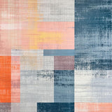 Ultra Soft Area Rug, Non Slip, Stain Resistant, Washable Area Rugs for Living Room, Bedroom, Peach/Blue Color Block Rug for Floor(Gray)