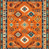 Ultra Soft Area Rug, Non Slip, Stain Resistant, Washable Area Rugs for Living Room, Bedroom, Sophisticated Warm Tones Tiled Look(Orange)