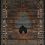 Ultra Soft Area Rug, Non Slip, Stain Resistant, Washable Area Rugs for Living Room, Bedroom, Vintage Elk and Bear Motif(Brown)