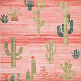 Ultra Soft Area Rug, Non Slip, Stain Resistant, Washable Area Rugs for Living Room, Bedroom, Rustic Cactus Boot Aesthetic(Pink)