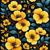 Ultra Soft Area Rug, Non Slip, Stain Resistant, Washable Area Rugs for Living Room, Bedroom, Playful Contemporary Blossom Motif(Yellow)