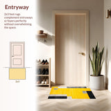Ultra Soft Area Rug, Non Slip, Stain Resistant, Washable Area Rugs for Living Room, Bedroom, Vibrant Geometric Box Motif(Yellow)