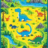 Ultra Soft Area Rug, Non Slip, Stain Resistant, Washable Area Rugs for Living Room, Bedroom, Brightly Colored Fossil Discovery Path(Yellow)