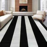 Ultra Soft Area Rug, Non Slip, Stain Resistant, Washable Area Rugs for Living Room, Bedroom, Bold Striped Accent Floor Carpet(Black)