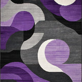 Ultra Soft Area Rug, Non Slip, Stain Resistant, Washable Area Rugs for Living Room, Bedroom, Dynamic Contemporary Striped Aesthetic(Purple)