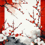 Ultra Soft Area Rug, Non Slip, Stain Resistant, Washable Area Rugs for Living Room, Bedroom, Contemporary Plum Blossom Design(Red)
