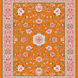 Ultra Soft Area Rug, Non Slip, Stain Resistant, Washable Area Rugs for Living Room, Bedroom, Vibrant Retro Flower Motif(Orange)