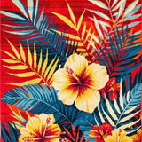 Ultra Soft Area Rug, Non Slip, Stain Resistant, Washable Area Rugs for Living Room, Bedroom, Contemporary Bright Nature Print(Red)