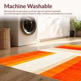Ultra Soft Area Rug, Non Slip, Stain Resistant, Washable Area Rugs for Living Room, Bedroom, Vivid Abstract Rainbow Motif(Orange)