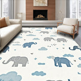 Ultra Soft Area Rug, Non Slip, Stain Resistant, Washable Area Rugs for Living Room, Bedroom, Contemporary Whimsical Animal Art(White)