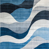 Ultra Soft Area Rug, Non Slip, Stain Resistant, Washable Area Rugs for Living Room, Bedroom, Dynamic Modern Artful Geometric Fusion(Blue)