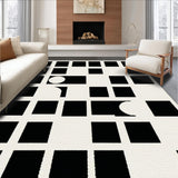 Ultra Soft Area Rug, Non Slip, Stain Resistant, Washable Area Rugs for Living Room, Bedroom, Bold Geometric Contrast Theme(Beige)