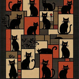 Ultra Soft Area Rug, Non Slip, Stain Resistant, Washable Area Rugs for Living Room, Bedroom, Quirky Contemporary Cat Imagery(Black)