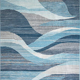 Ultra Soft Area Rug, Non Slip, Stain Resistant, Washable Area Rugs for Living Room, Bedroom, Rustic Neutral Geometric Ensemble(Blue)