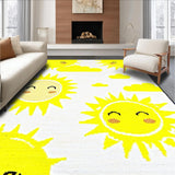 Ultra Soft Area Rug, Non Slip, Stain Resistant, Washable Area Rugs for Living Room, Bedroom, Happy Sunshine Inspired Art(Yellow)
