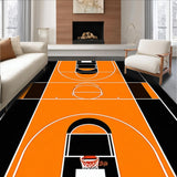 Ultra Soft Area Rug, Non Slip, Stain Resistant, Washable Area Rugs for Living Room, Bedroom, Playful Court Lines Design(Orange)