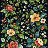 Ultra Soft Area Rug, Non Slip, Stain Resistant, Washable Area Rugs for Living Room, Bedroom, Contemporary Chic Floral Fusion(Black)