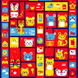 Ultra Soft Area Rug, Non Slip, Stain Resistant, Washable Area Rugs for Living Room, Bedroom, Dynamic Rainbow Animal Illustrations(Red)