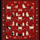 Ultra Soft Area Rug, Non Slip, Stain Resistant, Washable Area Rugs for Living Room, Bedroom, Red Bandana Cat Rug Playful Pet-Friendly Indoor Bathroom Carpet(Red)