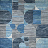 Ultra Soft Area Rug, Non Slip, Stain Resistant, Washable Area Rugs for Living Room, Bedroom, Sophisticated Geometric Earthy Palette(Blue)