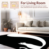 Ultra Soft Area Rug, Non Slip, Stain Resistant, Washable Area Rugs for Living Room, Bedroom, Contemporary Cozy Black and White Pattern(Black)