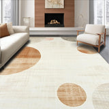 Beige Cream Circle Distressed Print Round Accent Area(Beige)