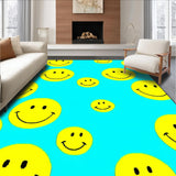 Ultra Soft Area Rug, Non Slip, Stain Resistant, Washable Area Rugs for Living Room, Bedroom, Bright Multi-Hued Smiley Arrangement(Blue)