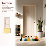 Ultra Soft Area Rug, Non Slip, Stain Resistant, Washable Area Rugs for Living Room, Bedroom, Vibrant Abstract Curvilinear Artistry(Yellow)
