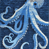 Ultra Soft Area Rug, Non Slip, Stain Resistant, Washable Area Rugs for Living Room, Bedroom, Octopus Area Rug - Blue Abstract Animal Design(Blue)