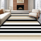 Classic Black and Beige Striped Area(Beige)