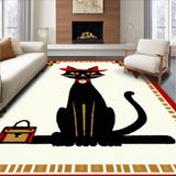 Ultra Soft Area Rug, Non Slip, Stain Resistant, Washable Area Rugs for Living Room, Bedroom, Whimsical Cowboy Cat Artistry(Black)