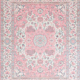 Ultra Soft Area Rug, Non Slip, Stain Resistant, Washable Area Rugs for Living Room, Bedroom, Cozy Round Garden-Inspired Decor(Pink)