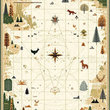 Beige Camper Journey with Vintage Map Elements and Woodland Creature Accents(Beige)