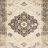 Ultra Soft Area Rug, Non Slip, Stain Resistant, Washable Area Rugs for Living Room, Bedroom, Beige Area Brown Distressed Medallion Retro(Beige)