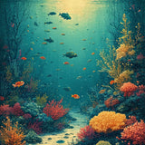 Ultra Soft Area Rug, Non Slip, Stain Resistant, Washable Area Rugs for Living Room, Bedroom, Enchanted Seabed Rug Showcasing Graceful Turtles Amid Tropical Coral Habitat(Blue)
