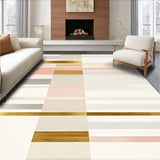 Mid Century Rainbow Stripes Area with Subtle Gradient and Abstract Bands(Beige)