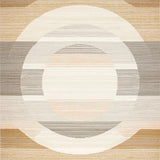 Ultra Soft Area Rug, Non Slip, Stain Resistant, Washable Area Rugs for Living Room, Bedroom, Braided Round Area with Minimalist Concentric Rings and Warm Tones(Beige)
