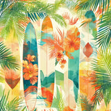 Ultra Soft Area Rug, Non Slip, Stain Resistant, Washable Area Rugs for Living Room, Bedroom, Artistic Surfboard Area Rug Featuring Lush Tropical Paradise(Orange)