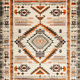 Ultra Soft Area Rug, Non Slip, Stain Resistant, Washable Area Rugs for Living Room, Bedroom, Vintage Cozy Diamond Arrangement(Orange)
