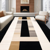 Ultra Soft Area Rug, Non Slip, Stain Resistant, Washable Area Rugs for Living Room, Bedroom, Sonoma Lines Area Rug Beige & Black Geometric Abstract Design(Gray)