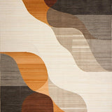 Ultra Soft Area Rug, Non Slip, Stain Resistant, Washable Area Rugs for Living Room, Bedroom, Elegant Gradient Linear Design(Brown)